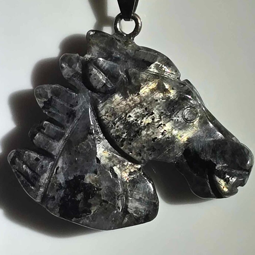 Beautiful Larvikite Horse Necklace